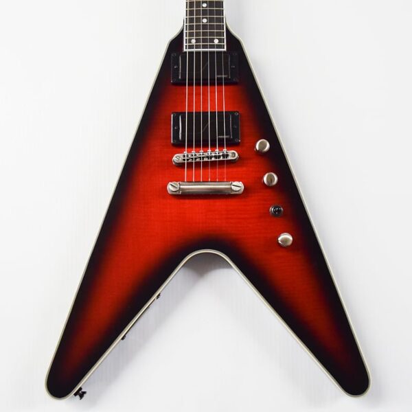 Epiphone Dave Mustaine Prophecy Flying V Figured Electric Guitar - Aged Dark Red Burst