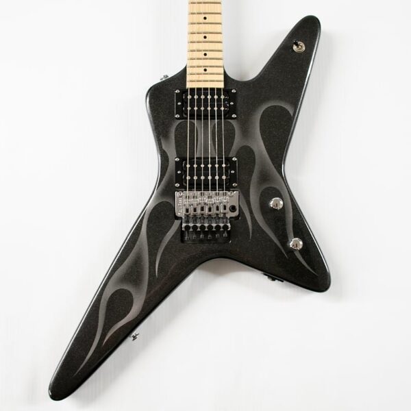 Kramer Tracii Guns Gunstar Voyager Outfit - Black Metallic and Silver Ghost Flames