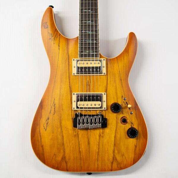 Schecter C-1 Exotic Spalted Maple Electric Guitar - Satin Natural Vintage Burst
