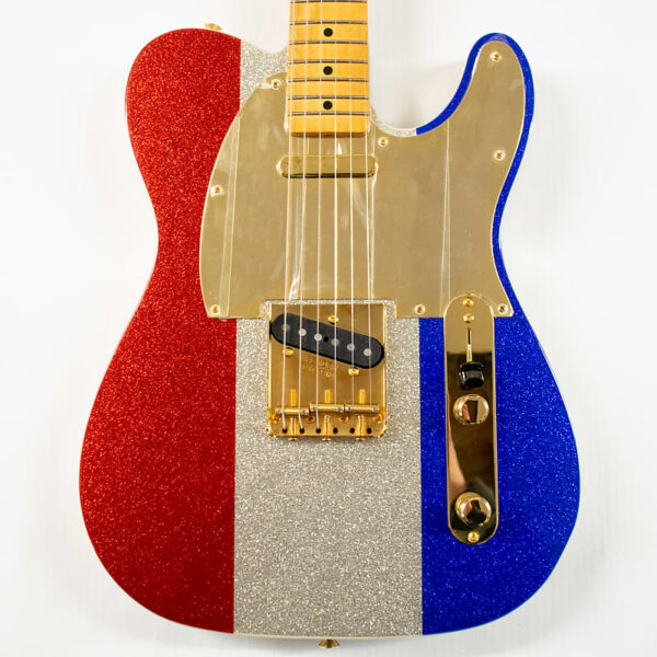 Fender Buck Owens Telecaster Electric Guitar - Red, Silver, and Blue Sparkle