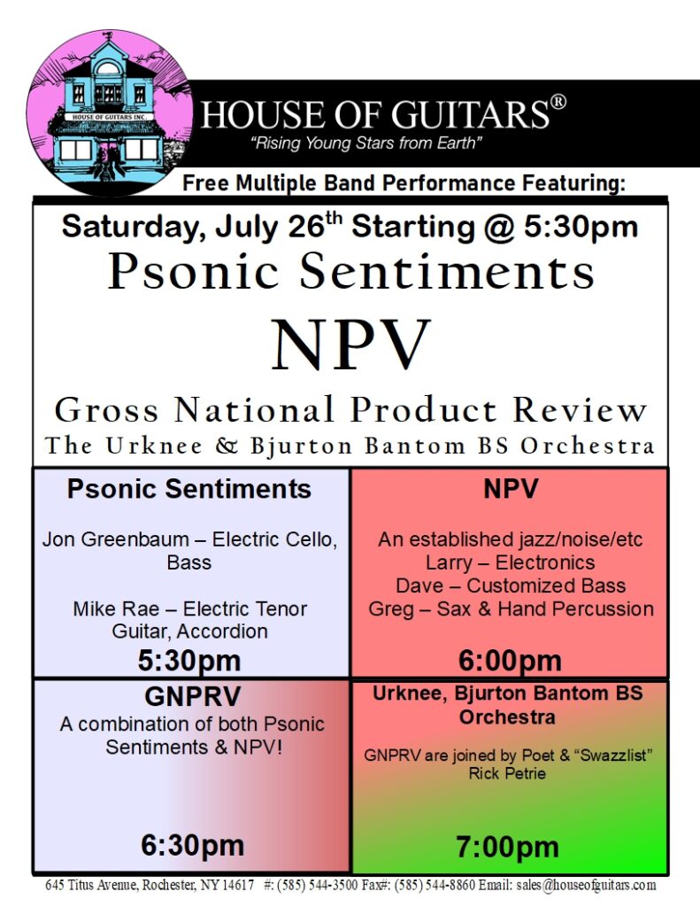 Psonic Sentiments, NPV, GNPRV, & Urknee Bjurton Bantom BS Orchestra live multiple band performance!