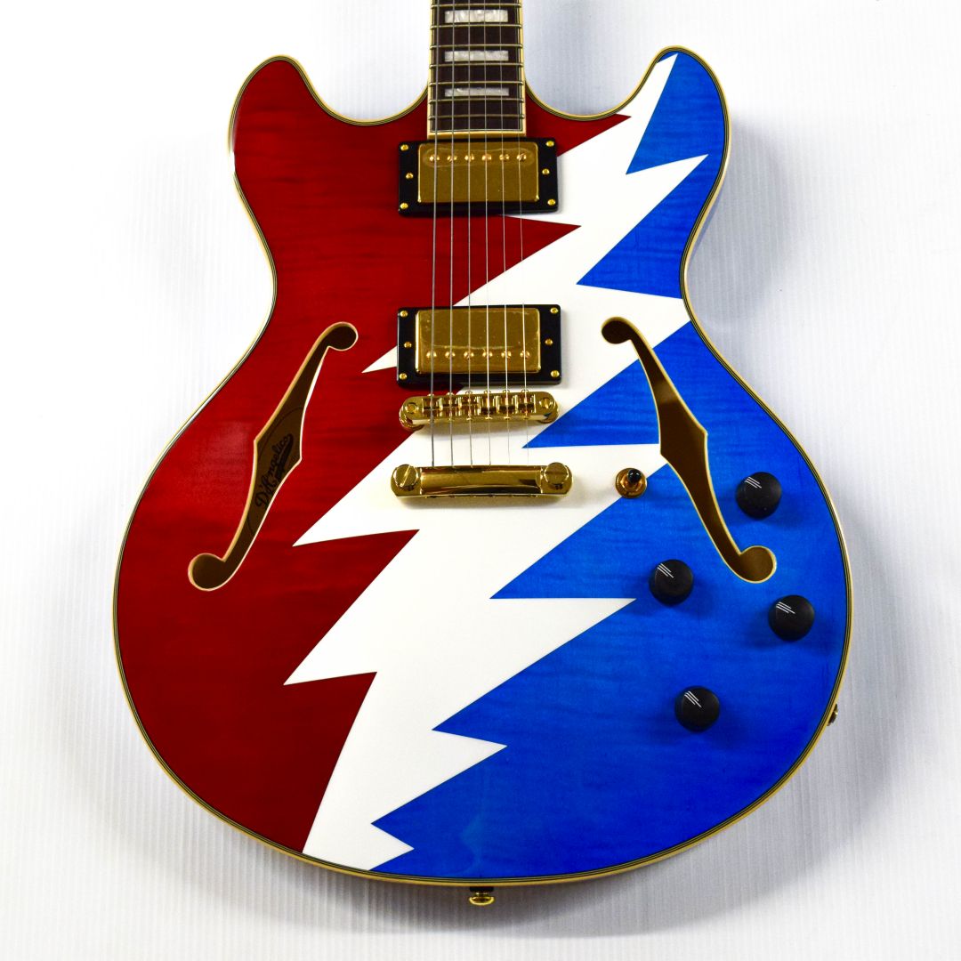 D'Angelico Premier Grateful Dead DC Semi-Hollow - Red, White, and Blue Lightning Bolt