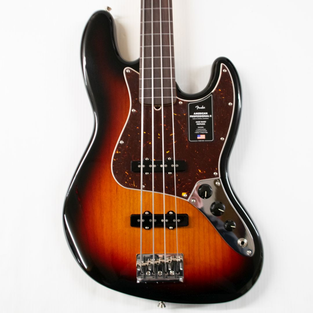 Fender American Professional II Jazz Bass Fretless - 3 Color Sunburst with Rosewood Fingerboard